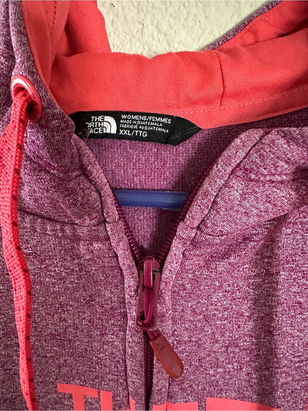The North Face Heathered Purple Hoodie with Coral Accents - Picture 2 of 6